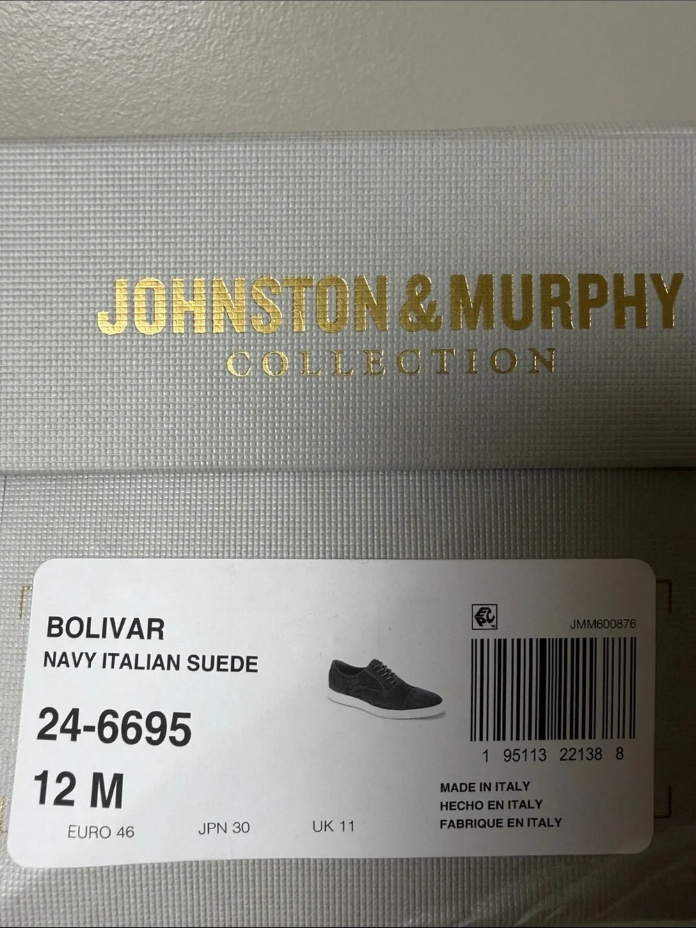Johnston & Murphy Navy Italian Suede Bolivar Cap Toe with White Sole